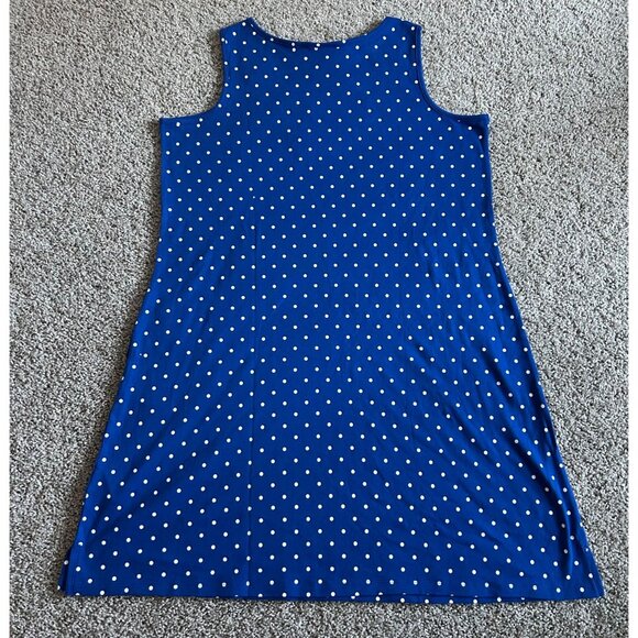 Quacker Factory Womens xl Blue Polka Dot Sleeveless Dress W/ Floral Embroidery - Picture 4 of 12